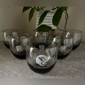 St Louis Cardinals NFL Smoke Glass Low Ball Tumblers. Set of 6
